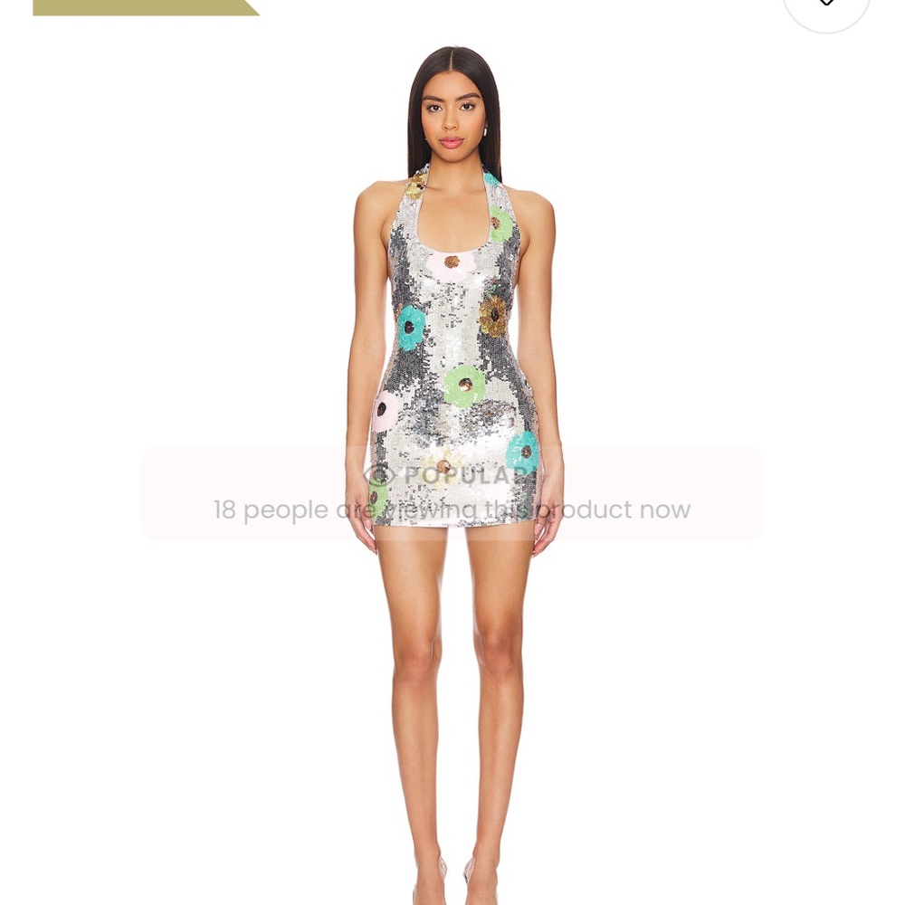 Sequin Halter Mini Dress - Silver
